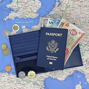 passport cover wallet travel map currency coins