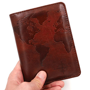 brown leather passport holder for men